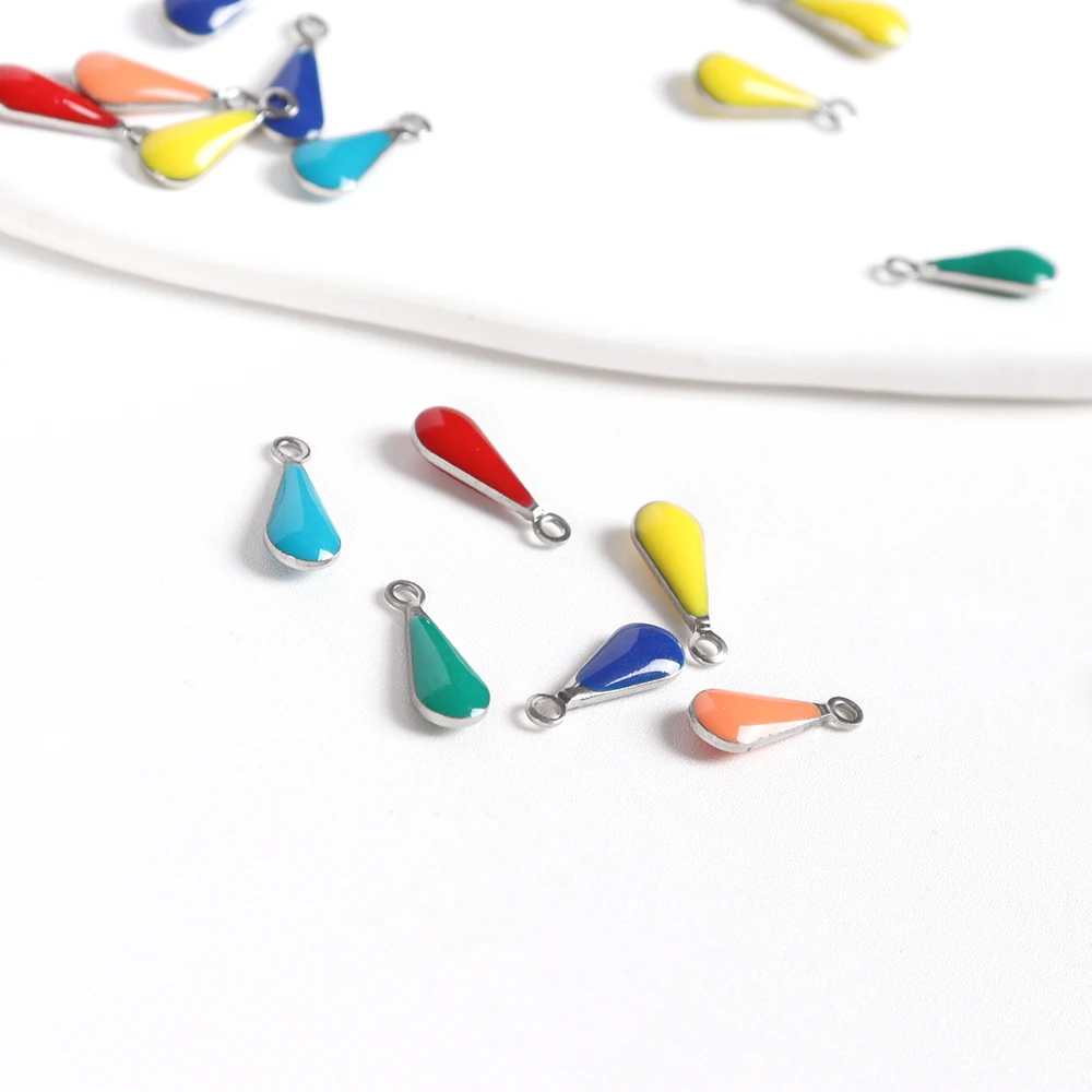 20PCS Stainless Steel Oil Drip Mix Color Water Drip Shape Charms Pendant for DIY Necklace Bracelet Jewelry Making