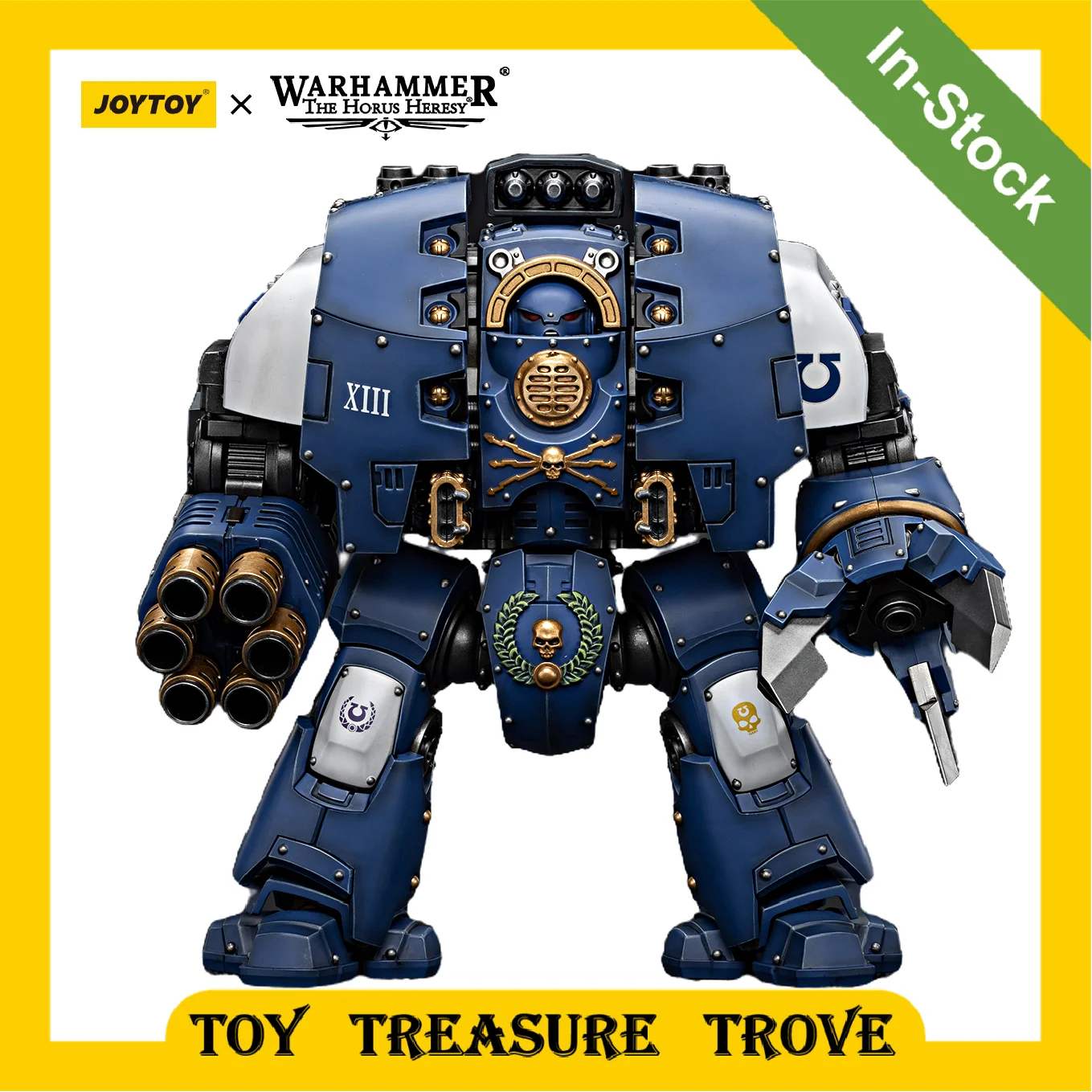 

[IN STOCK] 1/18 JOYTOY Warhammer 30K Action Figure Ultramarines Leviathan Dreadnought with Cyclonic Melta Lance And Siege Claws