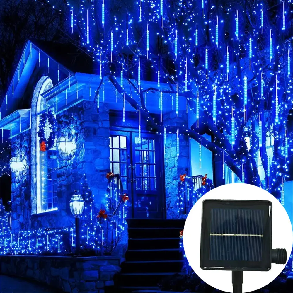 

Solar Power Meteor Shower Led Fairy String Lights Street Garlands Christmas Party Decorations for Outdoor Wedding Decor