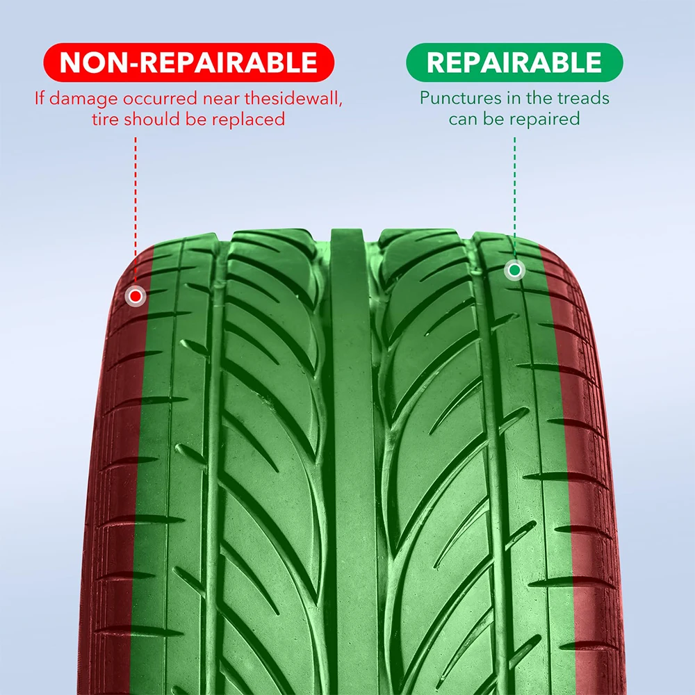 Podofo 58pcs Auto Tire Repair Set Puncture Repair Tools Car Van Motorcycle Bike Heavy Duty Tubeless Tire Repair Rivet Set