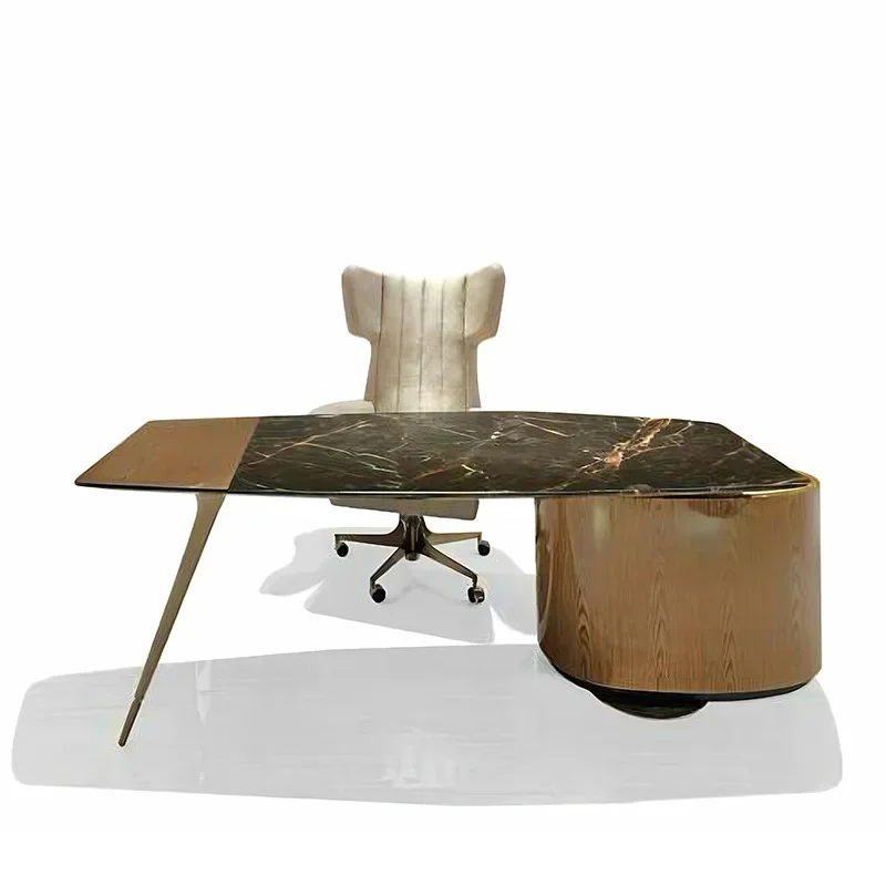 Teacher Furniture VISIONNAIRE Natural Luxury Stone Office Desk and Chair Premium Sense Desk Boss Chair
