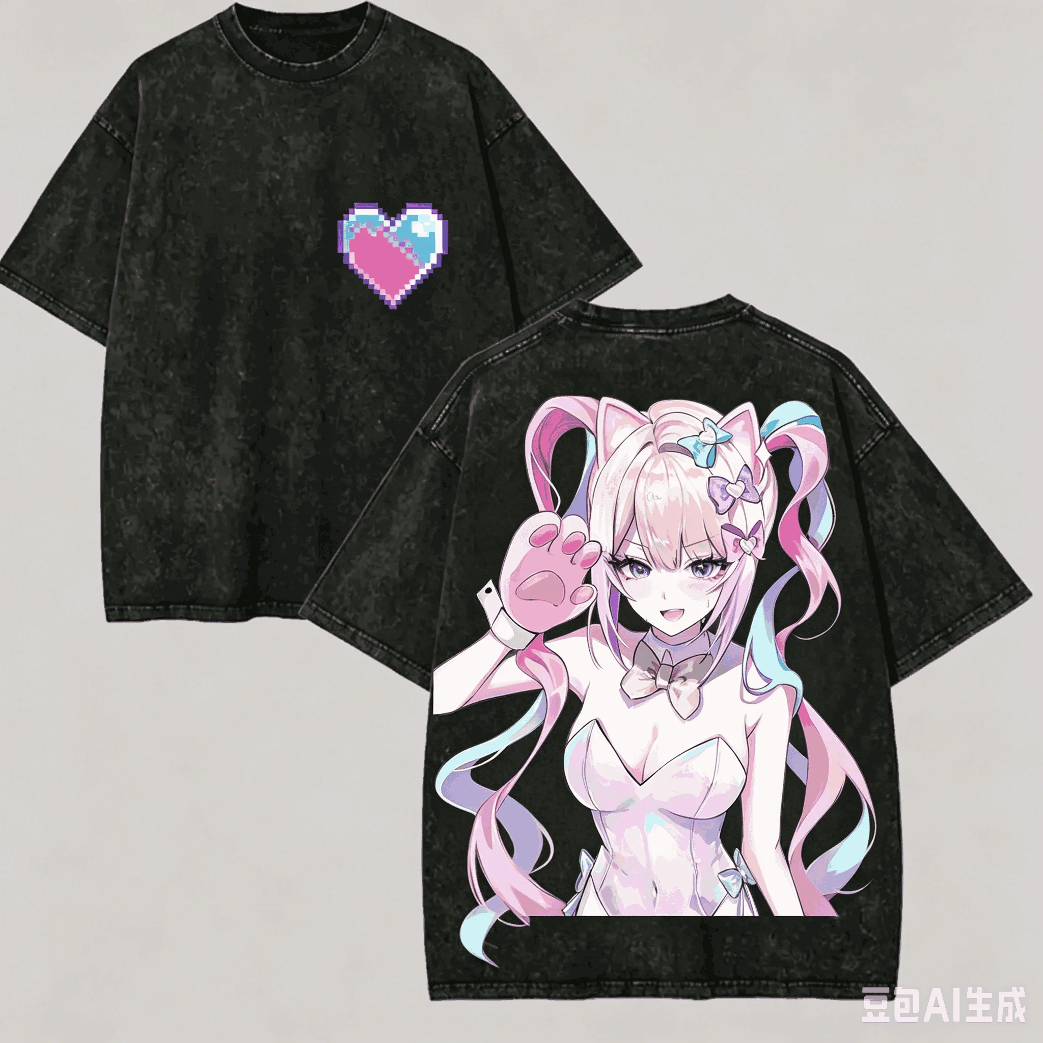 Needy Streamer Overload Washed T-shirt Anime Lover Harajuku New Model Oversized Vintage Loose Streetwear Classic Unisex soft tee