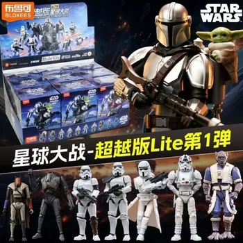 BLOKEES Oryginalny Star Wars CHAMPION CLASS LITE 01 Mandalorianin i Grogu Figurka Akcji Zestaw Modelarski do Składania Model Robot Zabawka