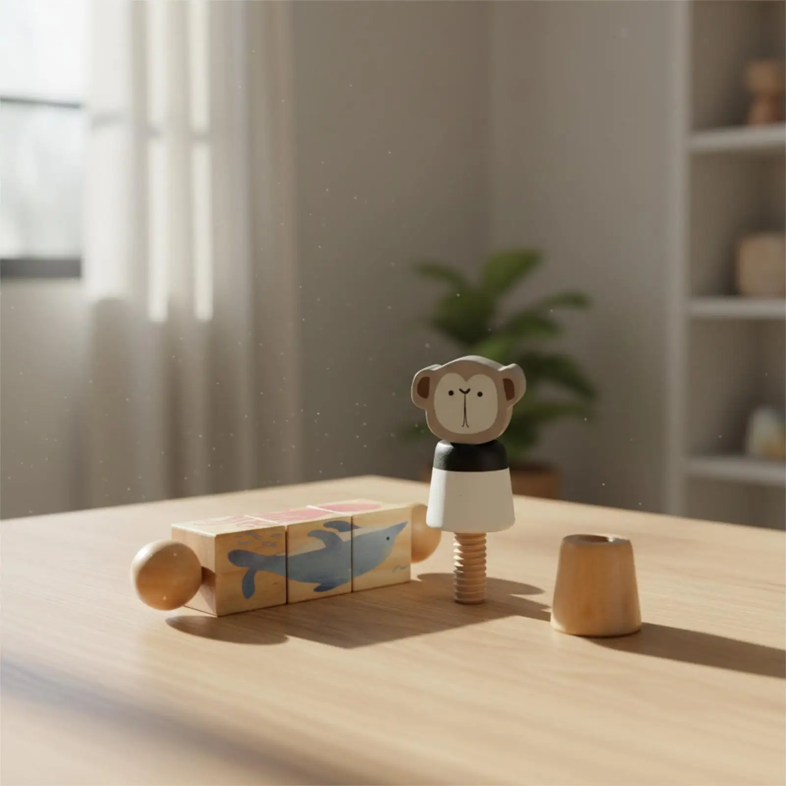 

Wooden Animal Rotating Blocks Puzzle Sensory Toy for 1-3 Years Old Preschool