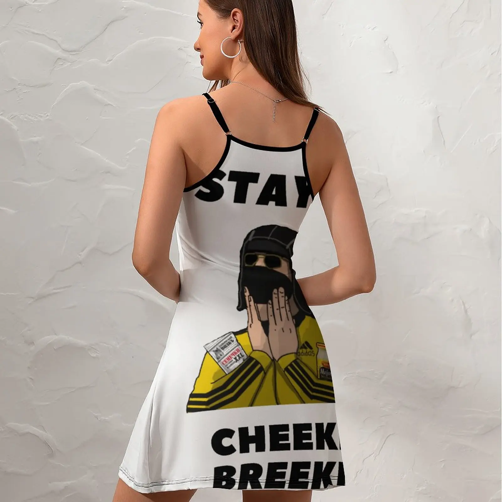 Sexy Stay Cheeki Breeki Classic For Sale  Women's Sling Dress Humor Graphic Cocktails Woman's Clothing Suspender Dress Novelty