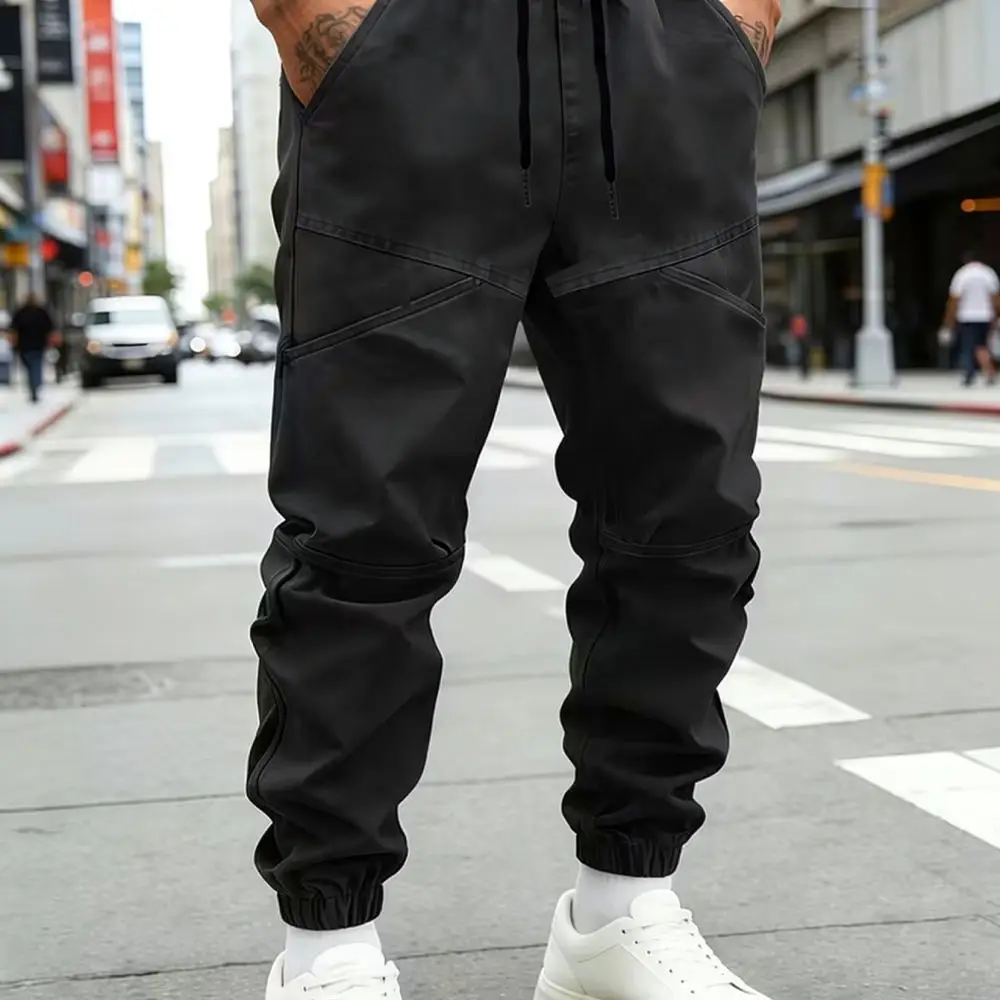 Mens Casual Cargo Pants Spring Joggers Streetwear Trousers Multi Pocket Sport Sweatpants Loose Fit Breathable Bottoms