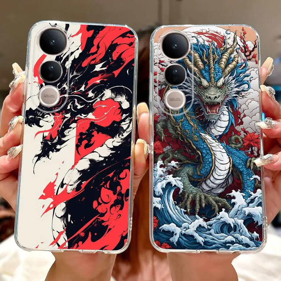 

Для Vivo V50 Lite V2441/V50 V2427 Чехол для телефона с росписью «Дракон Тигр» для Vivo V50 V50lite 5G Мягкие силиконовые чехлы из ТПУ