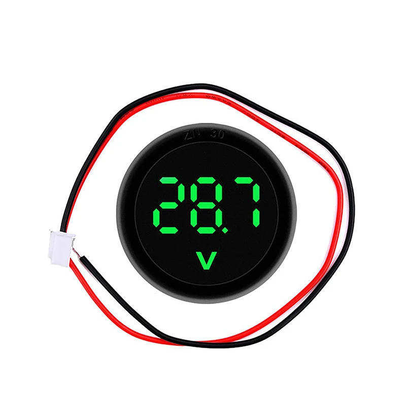 New DC4-100V LED Digital Display Round Two-wire Voltmeter DC Digital Car Voltage Current Meter Volt Detector Tester Monitor Pane