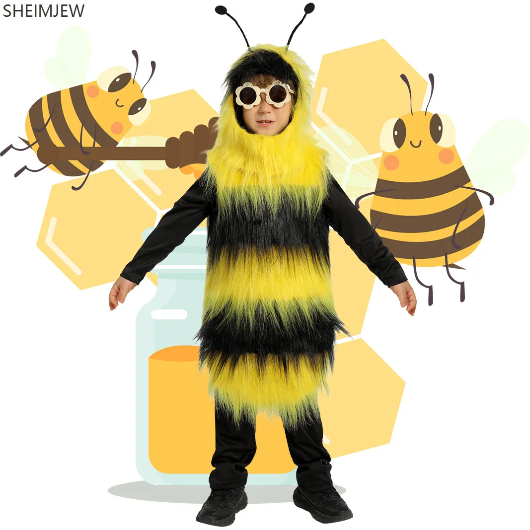 

Baby Children's Halloween Role-playing Suit Halloween Cute Bee Christmas Costume Dress Headgear Headdress Huangfeng Accessories