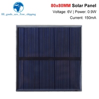 TZT 6V 150mA 0.9W Solar Panel Polycrystalline 80*80MM Mini Sunpower Solar System DIY for Battery Cell Phone Charger