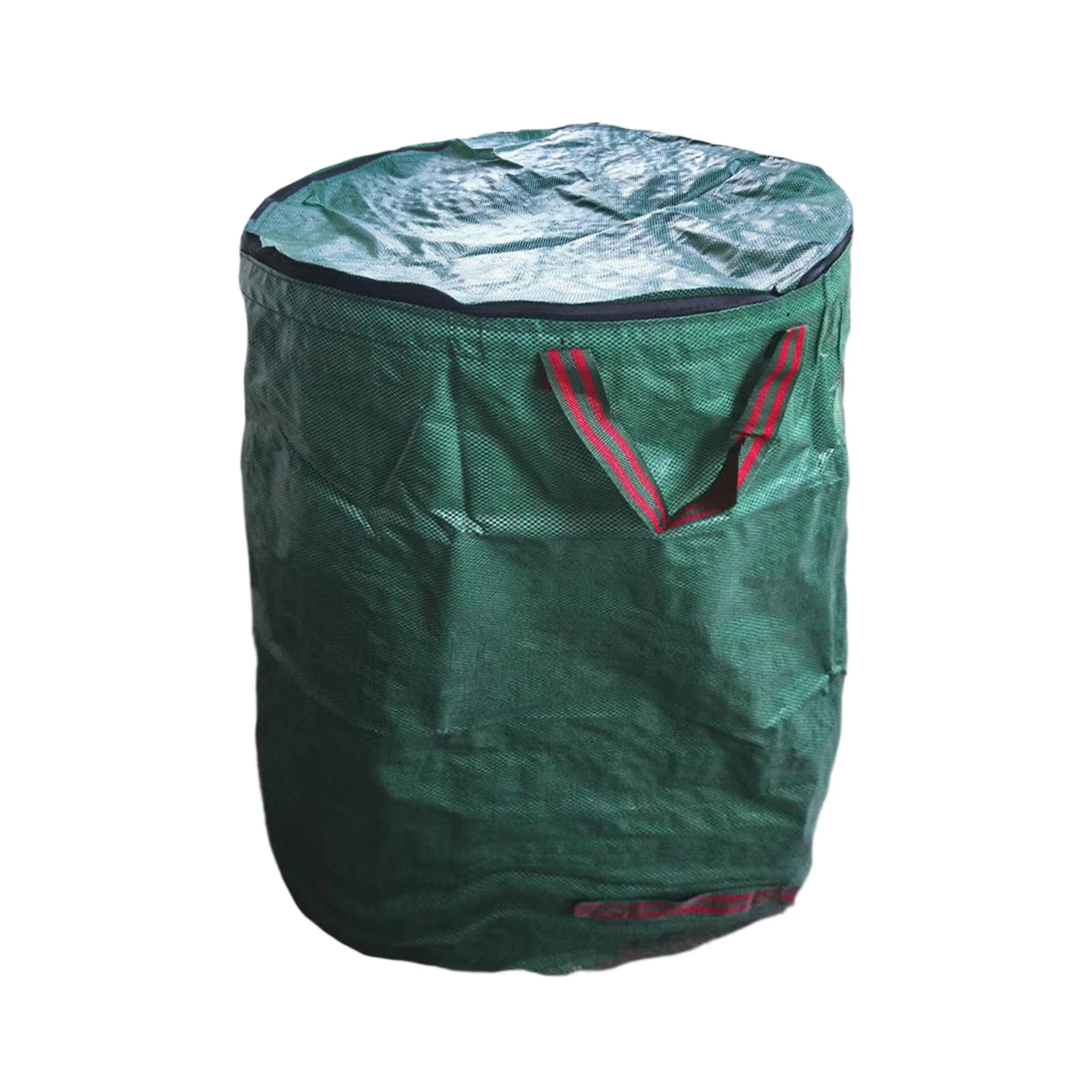 Gran capacidad con tapa, impermeable, para césped, multiusos, reutilizable, plegable, bolsa de basura para jardín, almacenamiento de hojas portátil