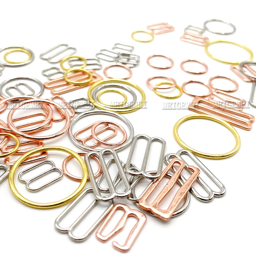 100pcs 6mm~25mm Metal Bra Rings and Sliders Strap Adjusters buckles Underwear Sliders Rings Clips For Lingerie Adjustment