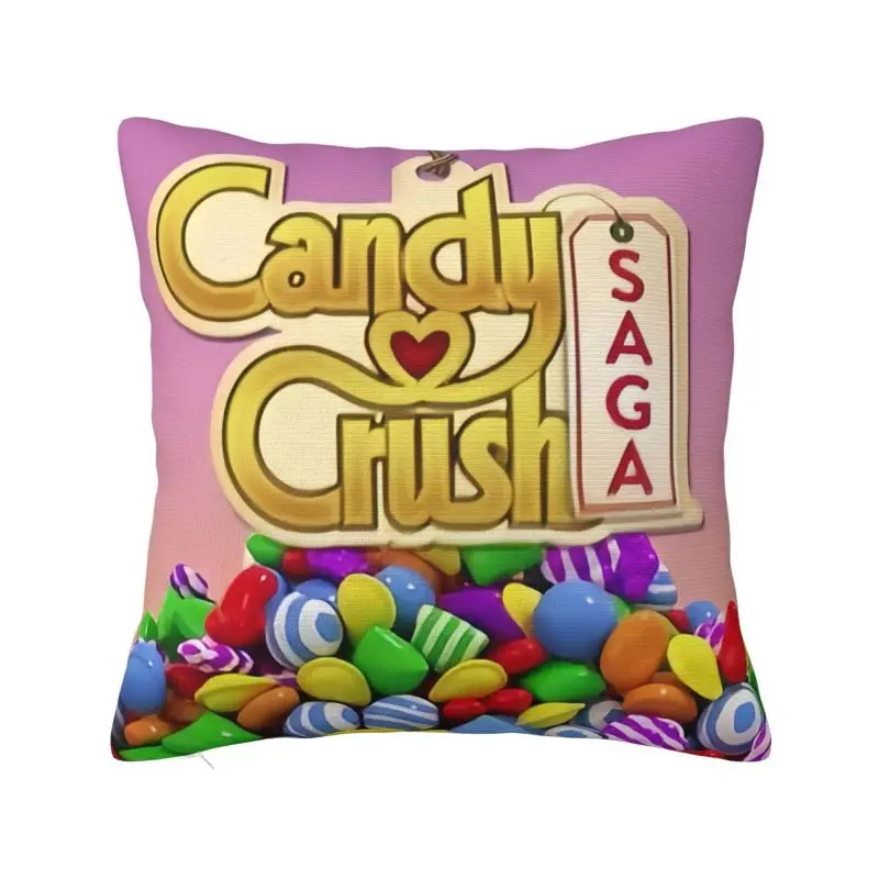 Capa de almofada personalizada para videogame Candy Crush Saga, capa de almofada fofa de veludo colorido, decoração de casa