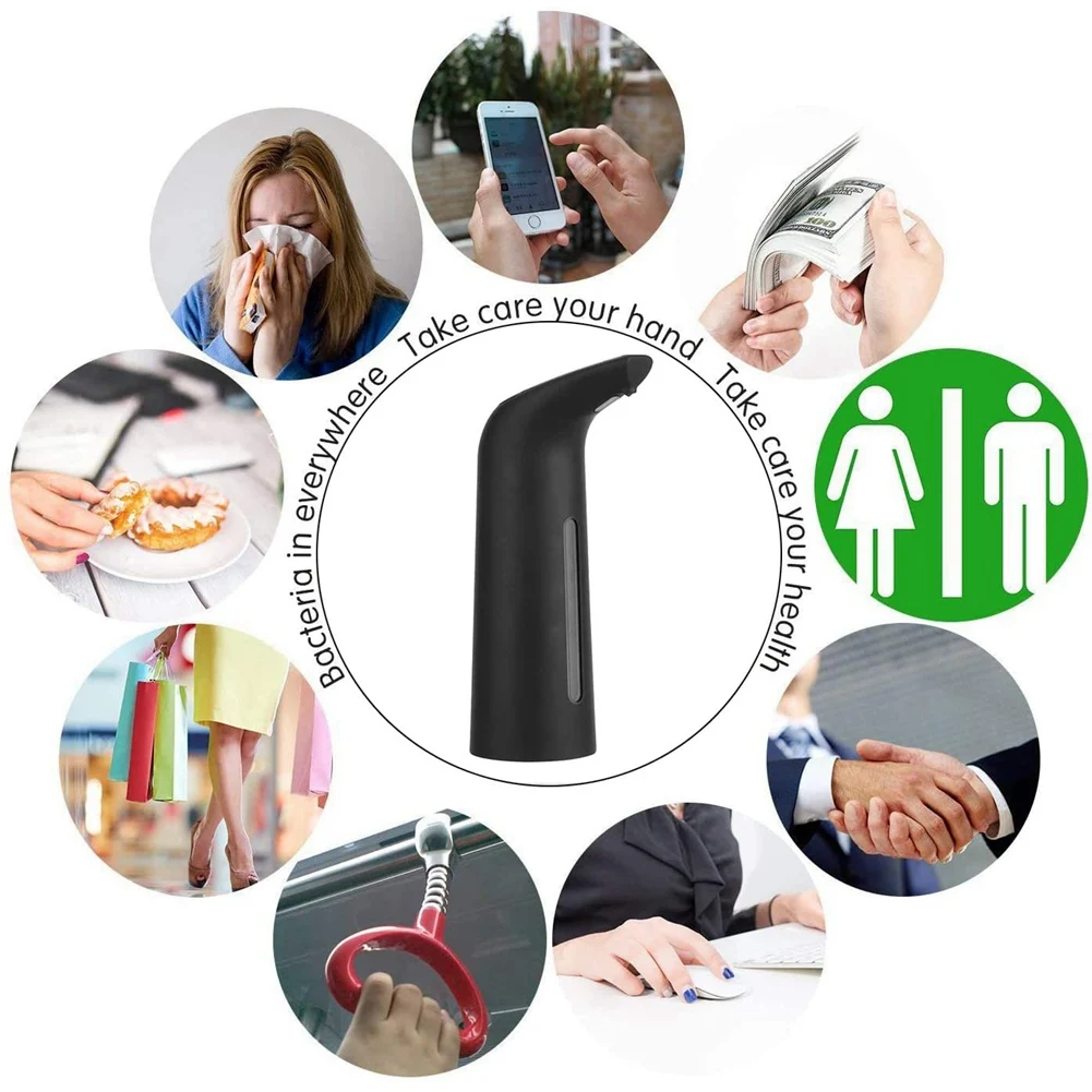 Black Automatic Soap Dispenser Touchless, Auto Liquid Soap Dispenser for Kitchen Bathroom 400Ml