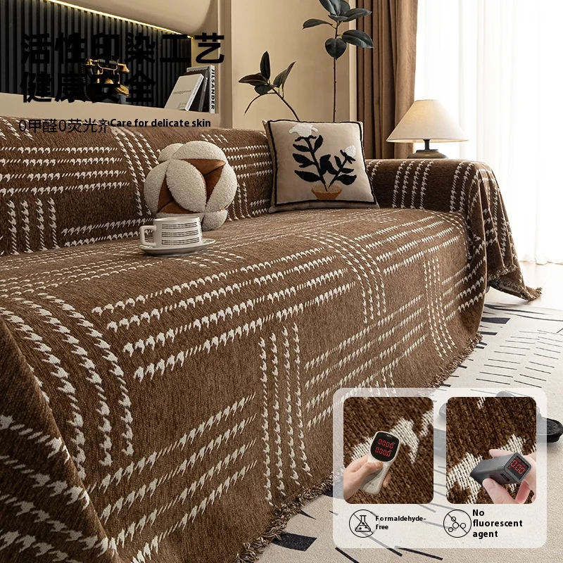 Chenille Sofa Cover Non-Slip Reversible Luxury Sofa Protector Anti-Scratch Pet-Friendly Couch Cover for All Seasons Fit Most Siz