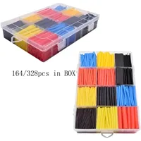 164/328pcs in Box Polyolefin Thermal Insulation Cable Wire Heat Shrink Tubing Shrinkable 2:1 Wrap Sleeves Tube Assorted Set