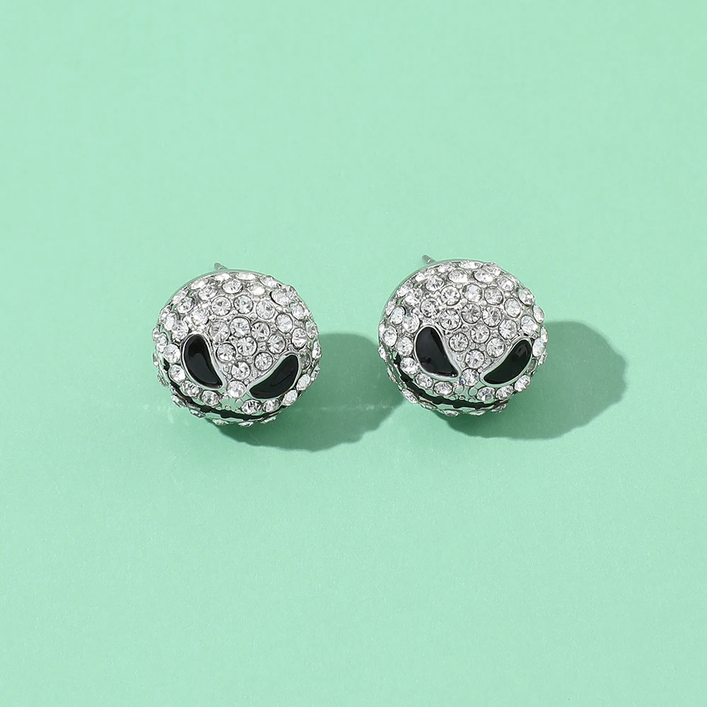 The Nightmare Before Christmas Earring Disnes Luxury Full Rhinestone Earring Jack Skellington Crystal Piercing Jewelry for Women - Image 4