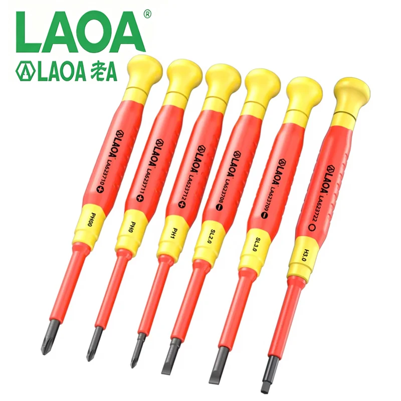 LAOA Insulated Precision Cross Screwdriver Mini Small Size Screwdriver for Eyeglasses Watch Clock Phone Laptop Repair