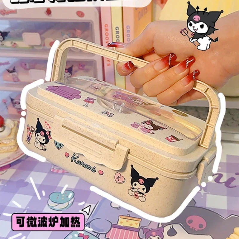 Sanrio Kuromi Lunch Box Cinnamoroll My Melody Student Compartmentalised Eco-friendly Bento Box Tableware Food Storage Container