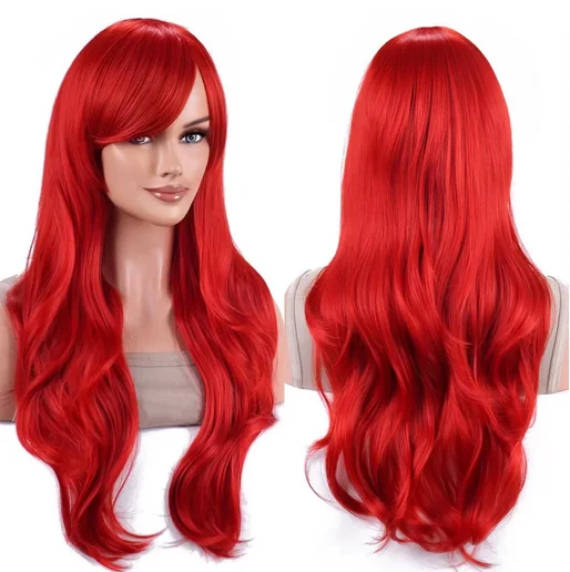 

Probeauty Mermaid Wig Long Red Curly Body Wave Wig Halloween Cosplay Costume Wig for Women Fashion Wig for for Daily Party Cos