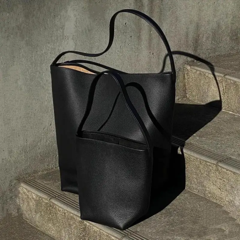 

NS Park Cowhide Bucket Bags Women 2023 New Luxury Designer Handbags Soft Real Leather One Shoulder Bags Large Capaity Tote Bag