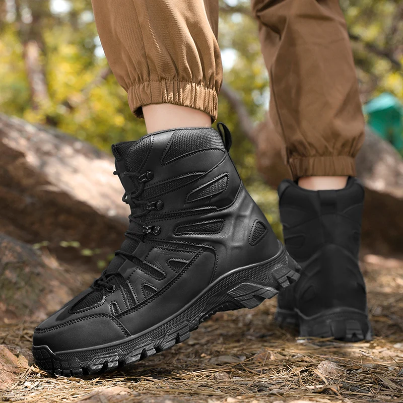 

Men's Hiking Shoes Suede Leather Fashion Outdoor Snow Boots Wear-resistant Men Trekking Walking Hunting Tactical Sneakers 39-47