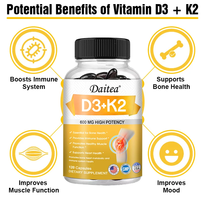 Vitamin D3+K2 Supplementation Supports Bone and Heart Health, Increases Energy, and Supports Joint Health