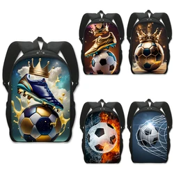 Cool futebol dourado com mochila estampa coroa, mochila esportiva para crianças, mochilas escolares para estudante adolescente, mochila de futebol