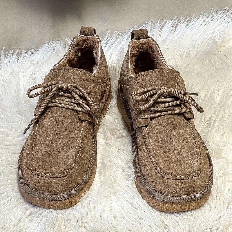 

Winter Men Retro Snow Shoes with Cotton Insulation Inside High-end Thick Sole Frosted Anti Slip Casual Outdoor Cotton Shoes