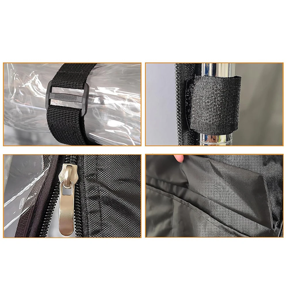 Clear Front Cover 210D Oxford Cover For Indoor Use 36 W X 19 D X 62 H Double-Way Zippers Indoor Outdoor Use For Wire Shelves
