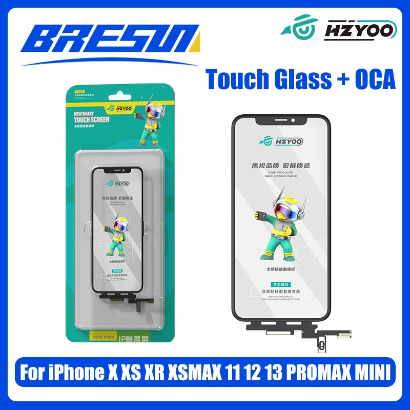 With IC HZYOO Short flex Touch Digitizer Sensor Glass with Frame + OCA Glue For iPhone 11 11PRO MAX 12 13 MINI PROMAX