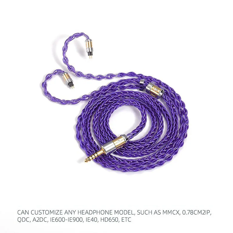 8 Core Silver Plated MMCX Earphone Upgrade Cable HiFi Headphone Cable 2.5mm 3.5mm 4.4mm Balanced Plug for qdc 0.78 2Pin IEMs
