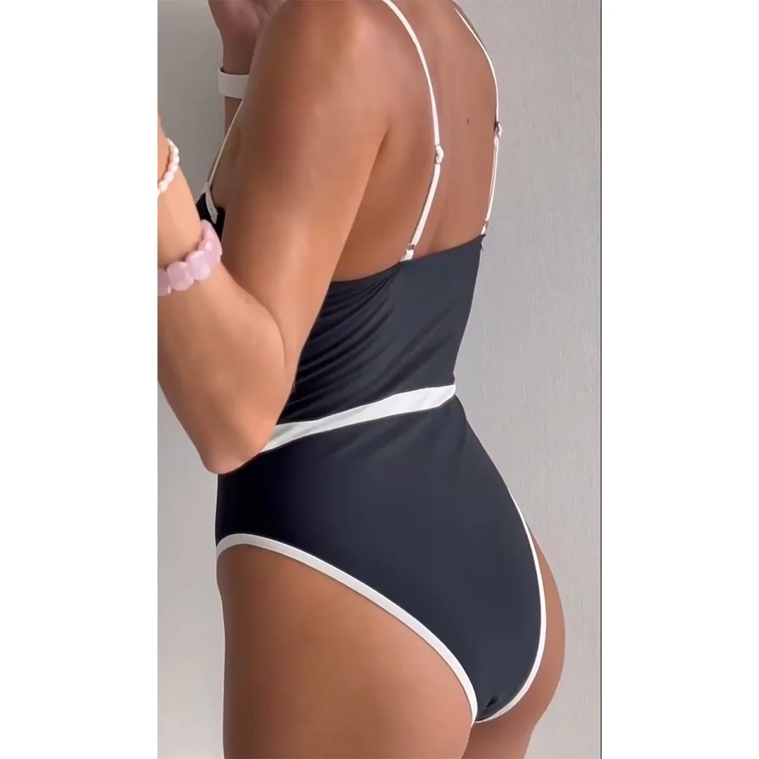 2026 Neuer sexy, gespleißter, mit Bügeln versehener Damen-Badeanzug, einteiliger Badeanzug für Damen mit hohem Beinausschnitt, gepolstert, Badebekleidung, Badeanzug, Modell V5918 – Detail 9