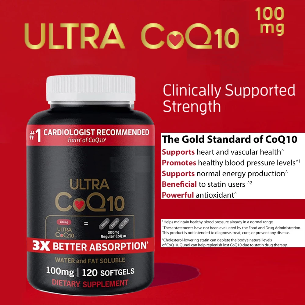 

Мягкие капсулы Ultra CoQ10 100 мг — антиоксидант для производства сердца и энергии, коэнзим Q10, витамины и добавки — мягкая гель 90