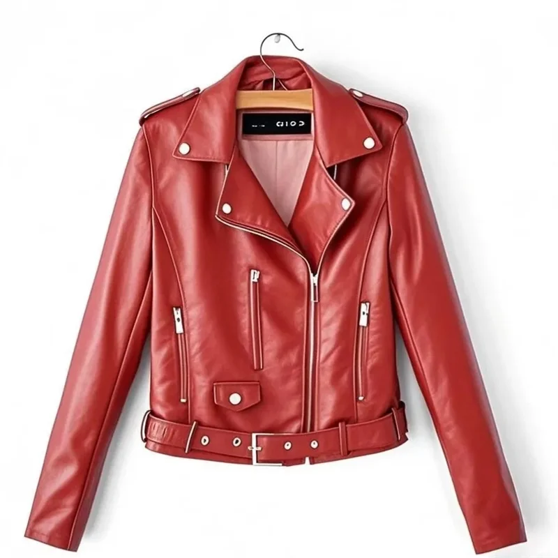 Explosions manteau en cuir femme 2025 printemps automne nouvelle veste en cuir de moto femmes vêtements de mode coréen dames survêtements