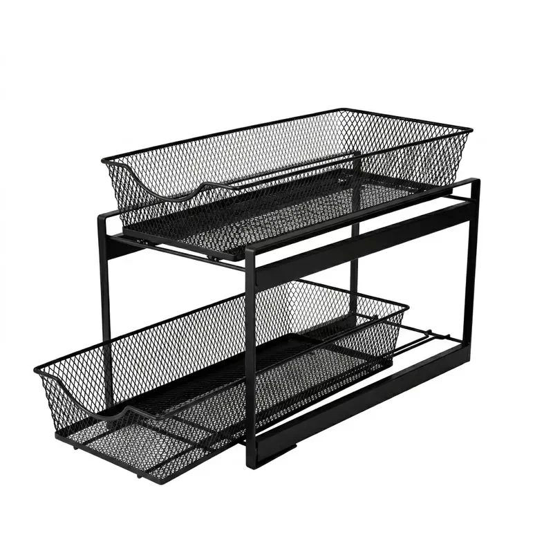 for Eco-friendly modern multi-purpose mesh two-layer sliding drawer basket storage box, suitable for kitchen, home office,