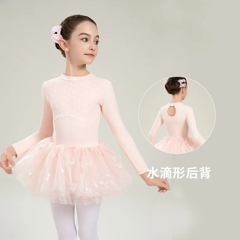 秋と冬の長袖バレエタイツ女の子と子供用タイトレオタードチュチュベルベットダンスバレエトレーニング服