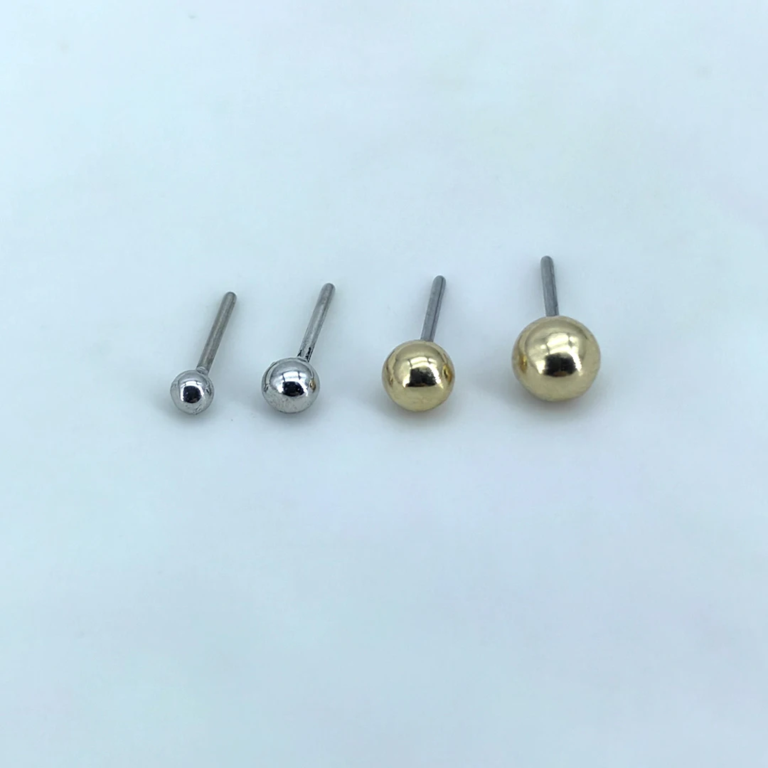 Threadless Push Pin 14k Solid Gold Plan Ball Top Piercing End