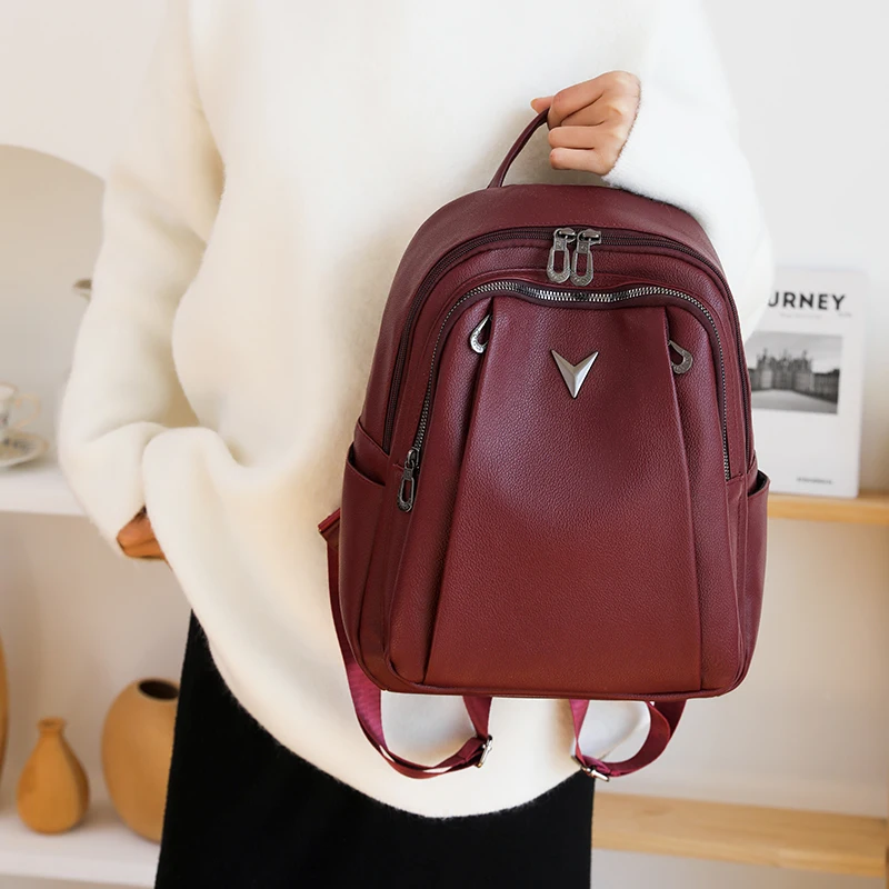 Large Capacity Women Backpack Purses High Quality Leather Female Vintage Bag School Bags Travel Bagpack Ladies Bookbag Rucksacks