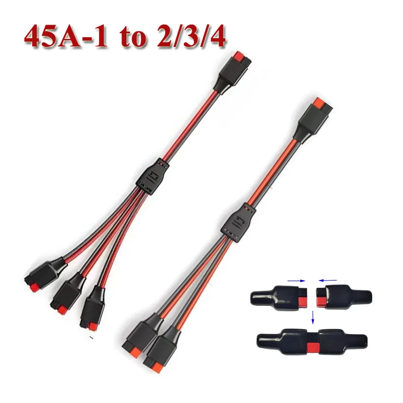 45A 1 to 4 Plug Connection Wire Y-type 1 To 2/3 Power Cord Outdoor Solar Energy Battery Connector 30A 14AWG Switch Cable