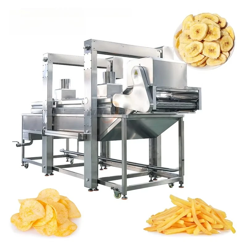 Automatic Continuous Deep Frying Machine Industrial Banana Chips Potato Fries Frying Machine 500kg/h Continuous Fryer