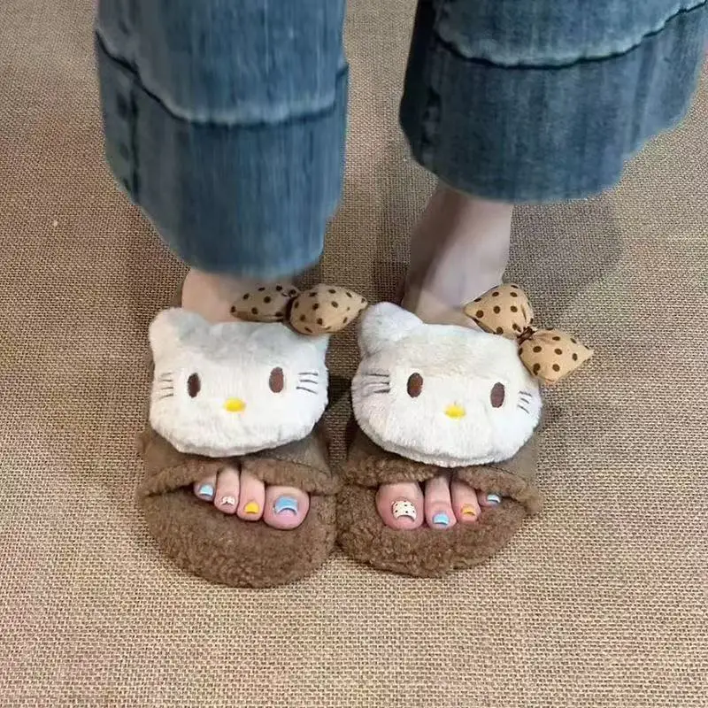 Kawaii مرحبا كيتي لطيف الكرتون غامض النعال الفتيات 2025 خريف شتاء جديد وصول تنوعا لباس غير رسمي المنزل في الهواء الطلق لطيف هدية #3