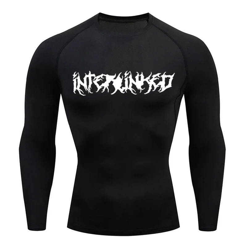 Compression White Shirt Long Sleeve Men's Bodybuilding T-Shirt Quick Drying Gym Running Top Sports Summer Black Gym Short Sleeve