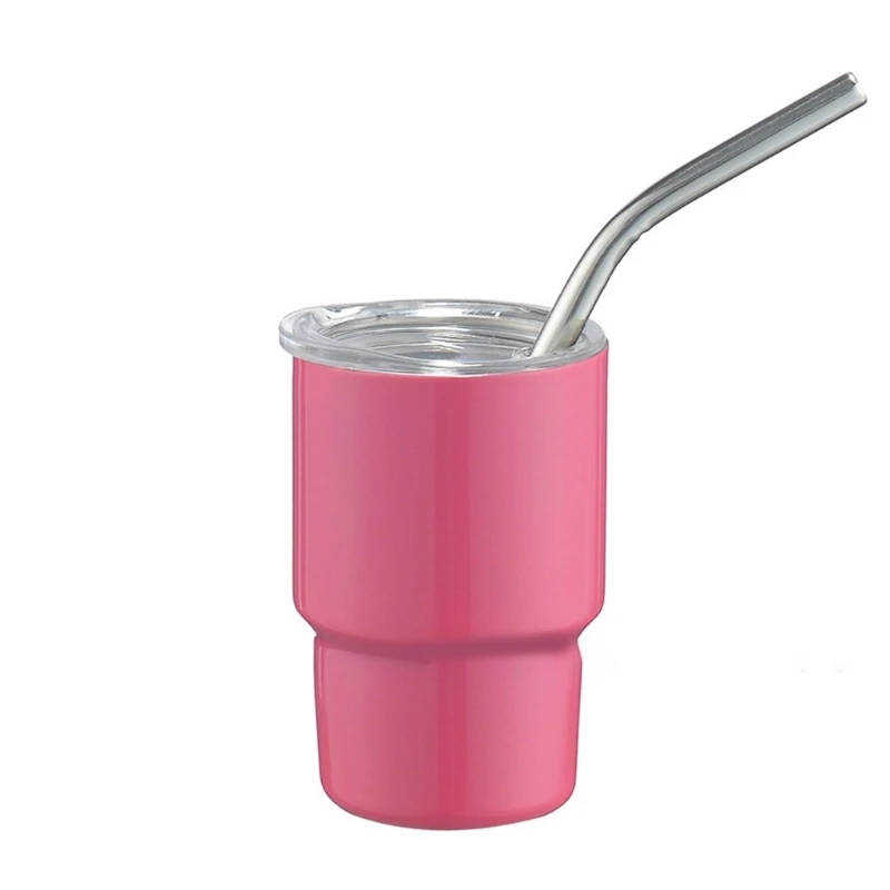 Stainless Steel Car Cup Double Wall Insulated Travel Mug Mini Tumblers with Straw & Lid Portable Coffee Cup Drinkware