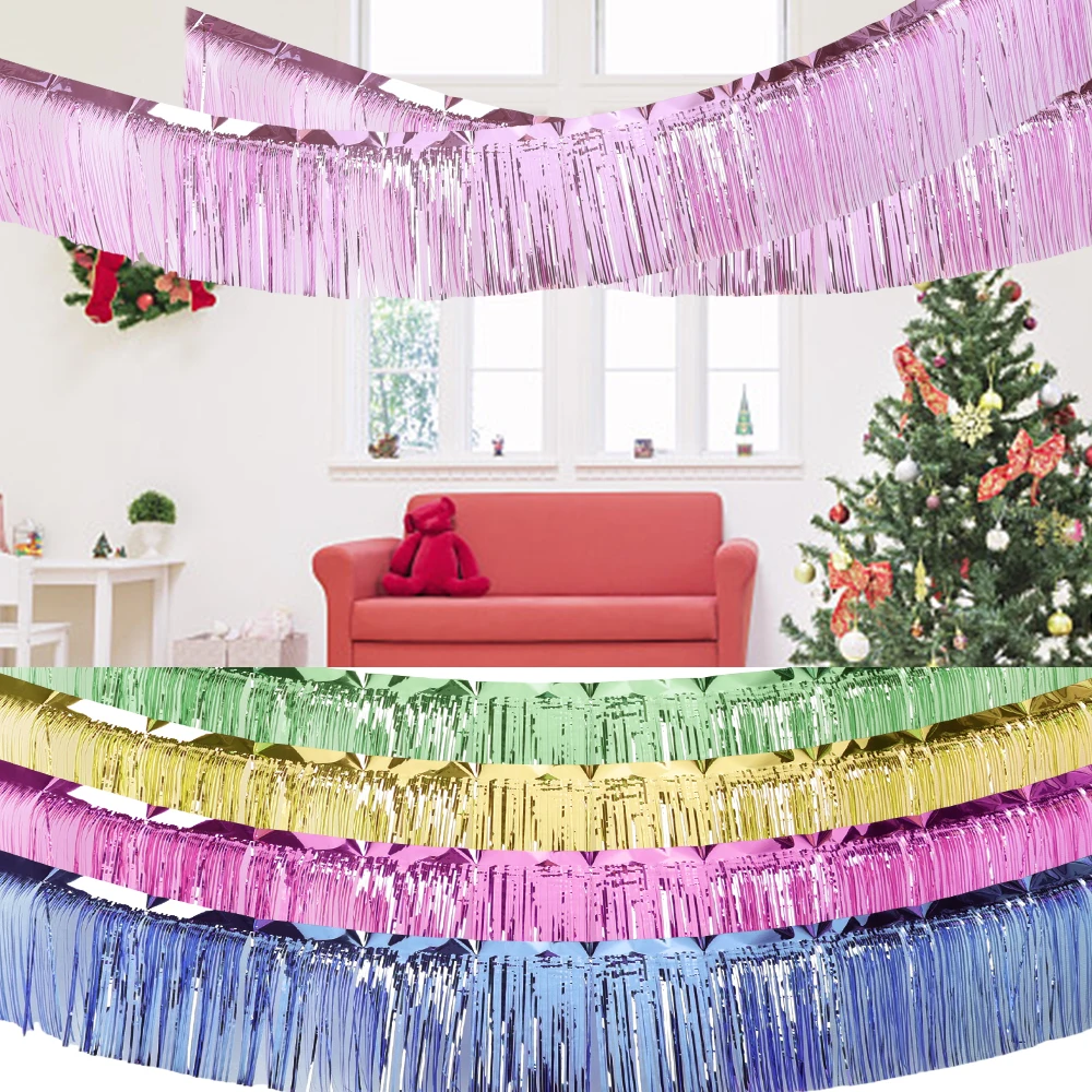 300cm Garland Ribbon Glitter Rain Curtain Christmas Balloons Baby Shower Birthdays Party Wedding Decoration Balloon Accessories