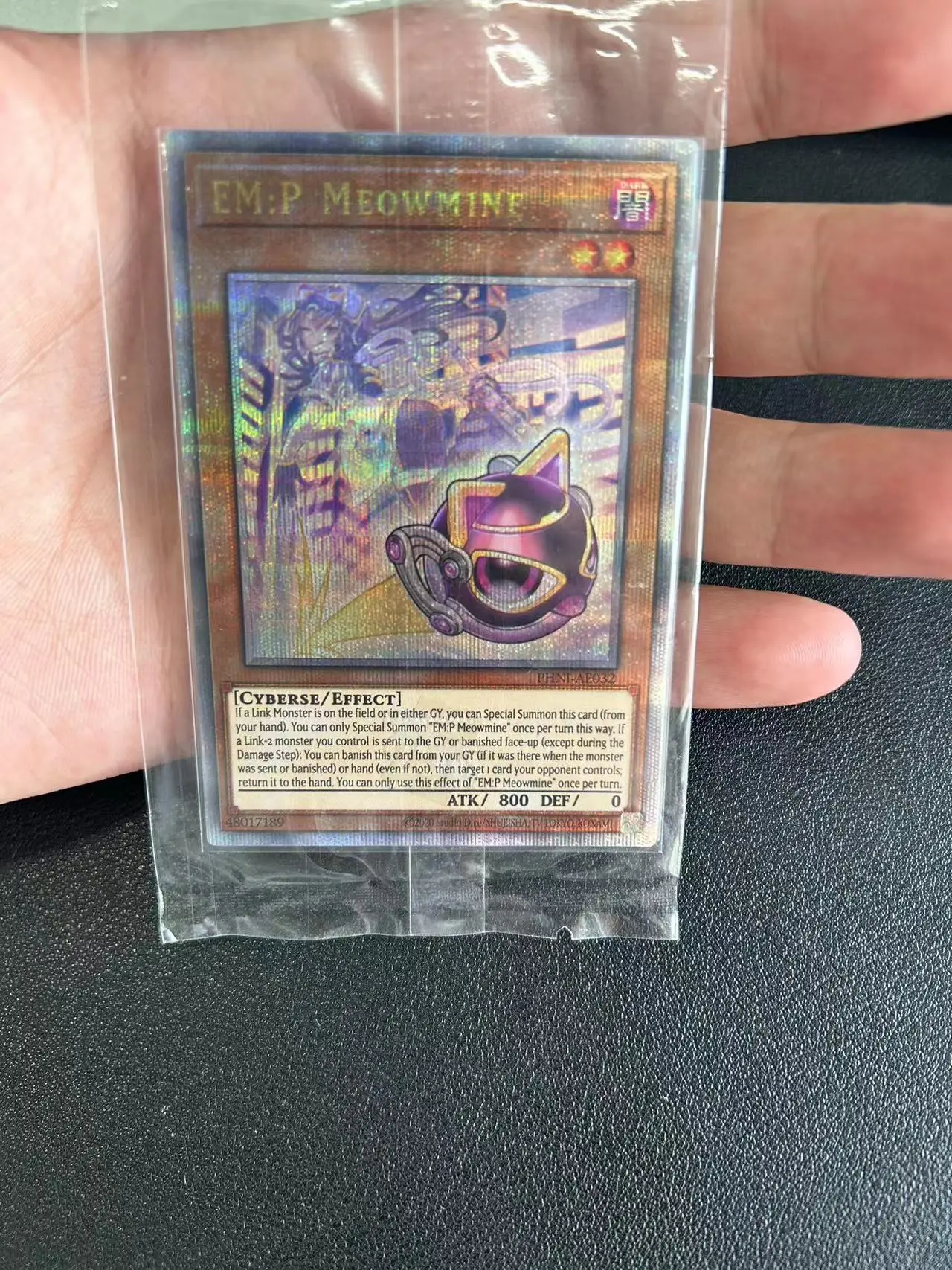 Yu Gi Oh Quasi-ChromeSphere E/QCSER TCG EM:P Meowmine(PHNI-AE032) Board Game English Collection customize Card (Not Original)