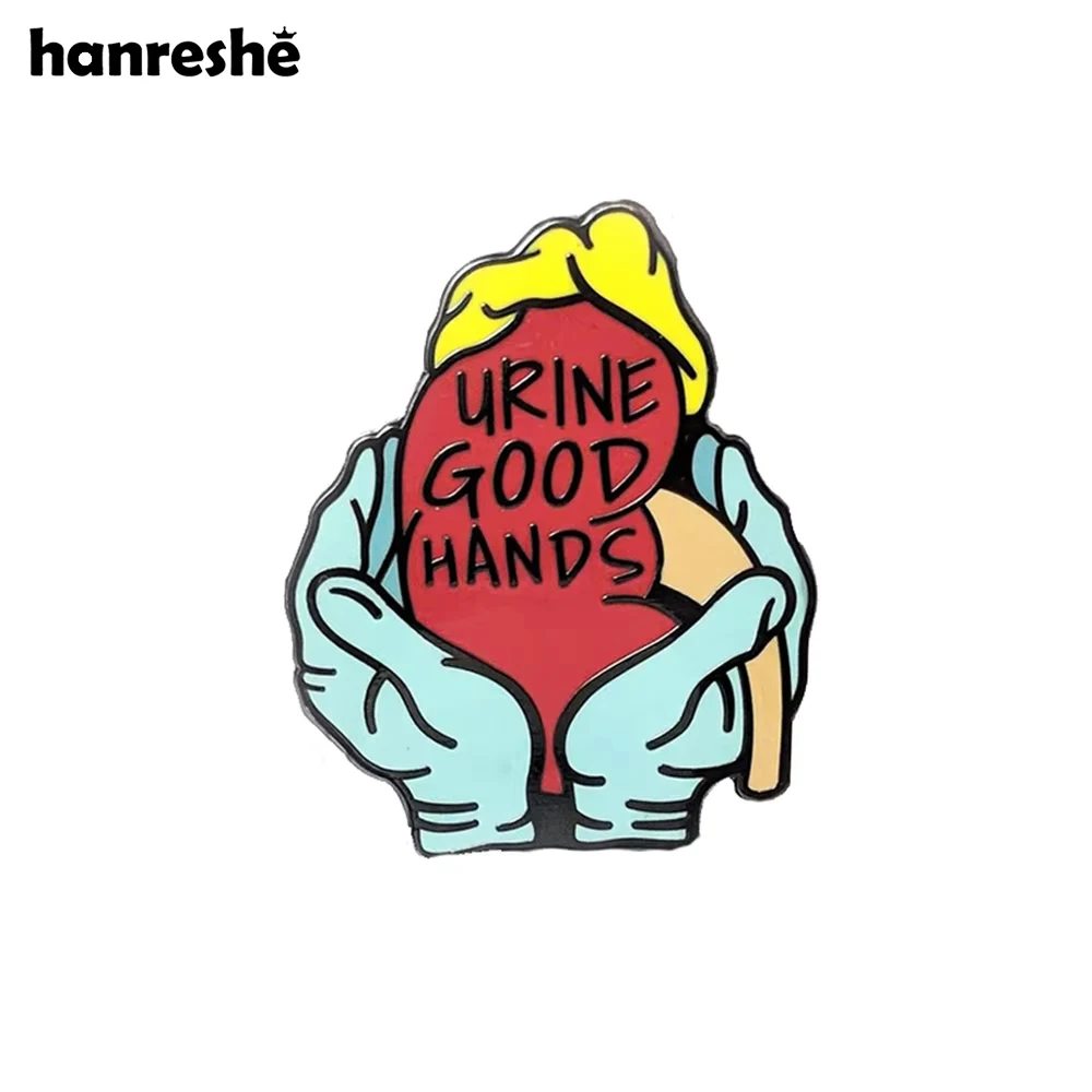 Hanreshe Urine Good Hands Anatomical Kidney Enamel Pin Brooch Urology Medical Lapel Badge Jewelry Gift for Doctors Nurses