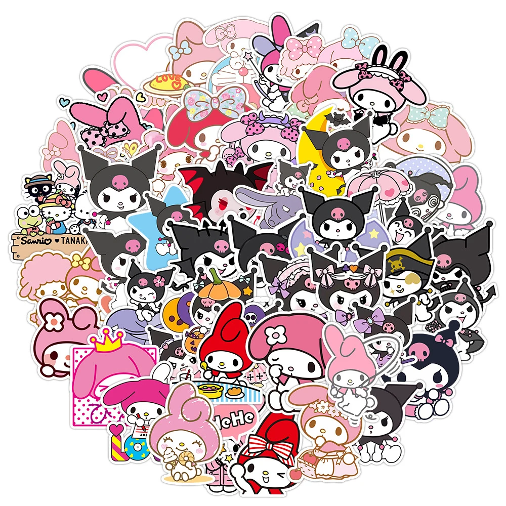 

10/30/50pcs Cute Sanrio My Melody Kuromi Stickers Kawaii Girls Cartoon Decoration Decals Waterproof DIY Phone Case Guitar Car