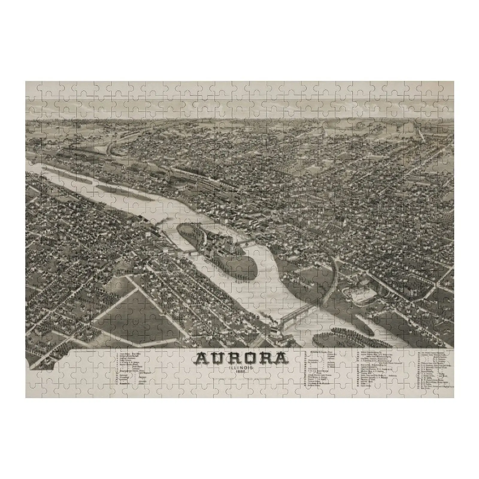 Aurora, Illinois (1882) Jigsaw Puzzle Wood Adults Wooden Animal Game Children Puzzle