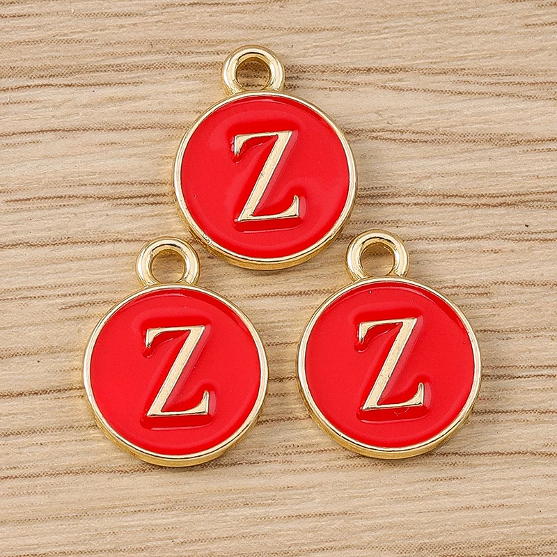 10 Stück 11x14mm Niedliche Emaille-Buchstabenanhänger A-Z für Schmuckherstellung, Ohrringe, Anhänger, Halsketten, DIY-Bastelbedarf – Detail 28